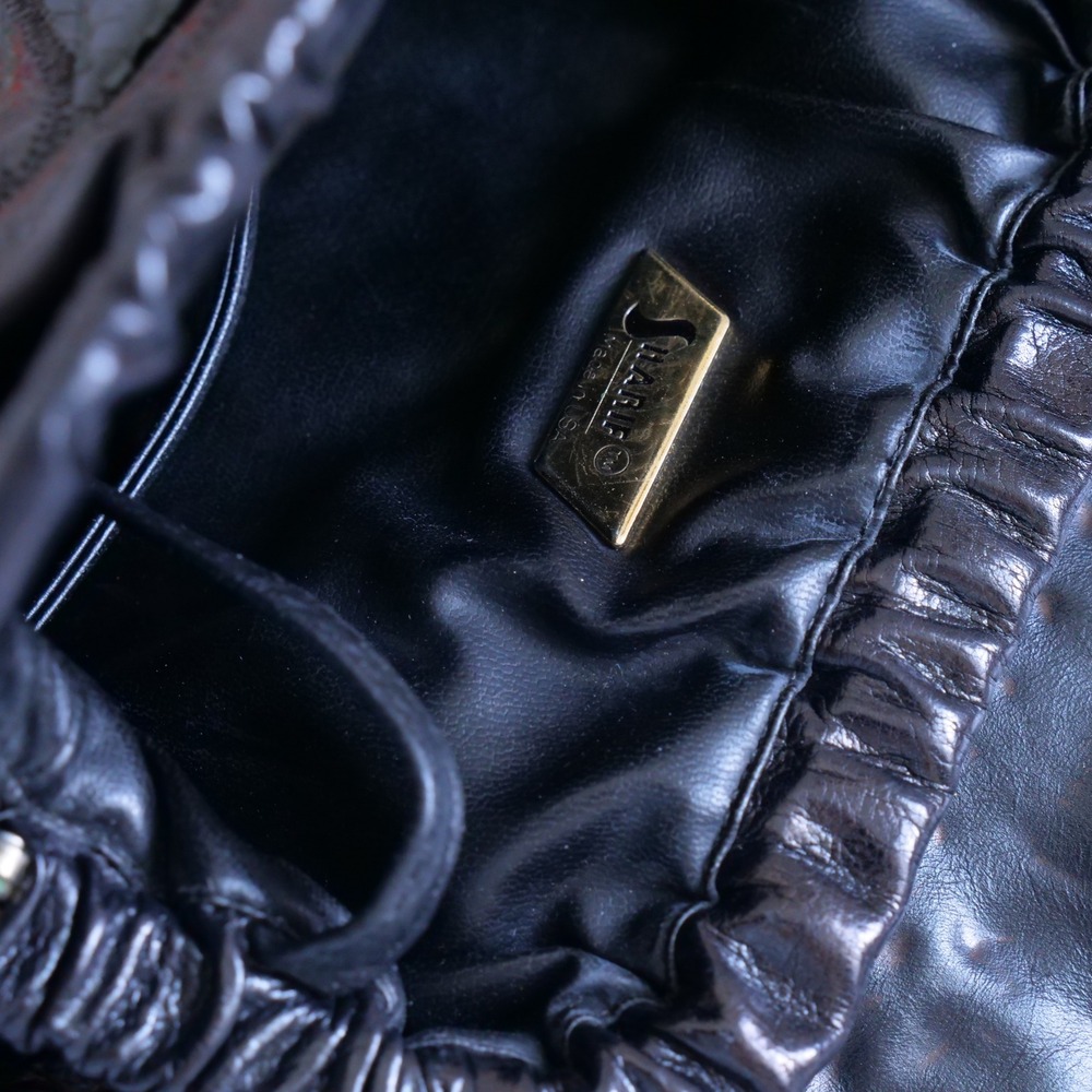 Vintage 80s Sharif black leather patchwork clutch/crossbody bag - Picture 5 of 8